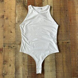 Reoria Women's Size Large in White Sleeveless Bodysuit Comfy & Stylish